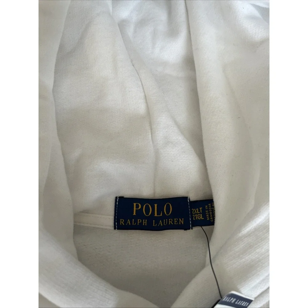 Polo Ralph Lauren Men Big Pony 3 Patch Hoodie White 2XLT